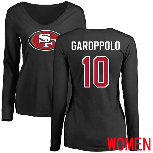 San Francisco 49ers Black Women Jimmy Garoppolo Name and Number Logo 10 Long